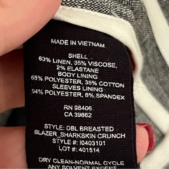 Theory Double-Breasted Linen Tailored Blazer Grey Minimalist Quiet Luxury Size 4 - Picture 11 of 14